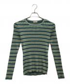 DES PRESデ プレ）の古着「コットンアセテートリブクルーネックプルオーバー」｜グリーン