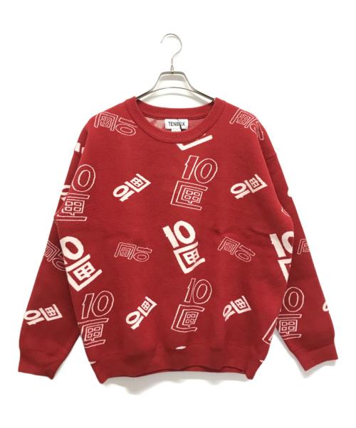TENBOX（テンボックス）TENBOX (テンボックス) OG Logo Jacquard Sweater レッド サイズ:M 未使用品の古着・服飾アイテム