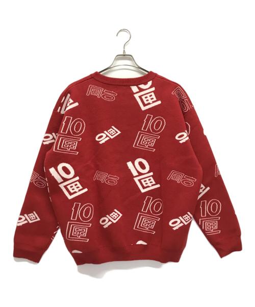 TENBOX（テンボックス）TENBOX (テンボックス) OG Logo Jacquard Sweater レッド サイズ:M 未使用品の古着・服飾アイテム