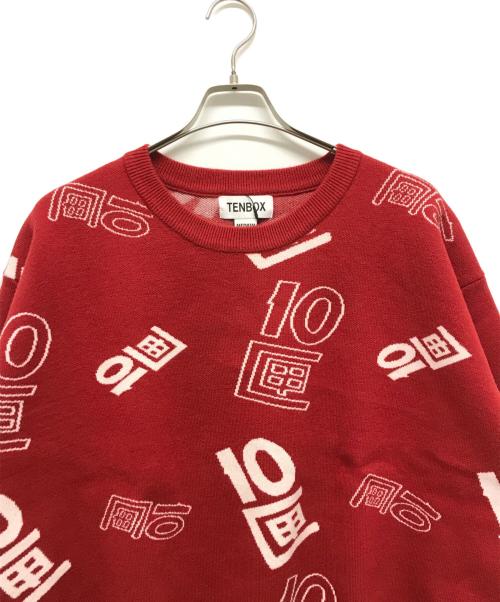 TENBOX（テンボックス）TENBOX (テンボックス) OG Logo Jacquard Sweater レッド サイズ:M 未使用品の古着・服飾アイテム