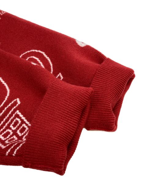 TENBOX（テンボックス）TENBOX (テンボックス) OG Logo Jacquard Sweater レッド サイズ:M 未使用品の古着・服飾アイテム