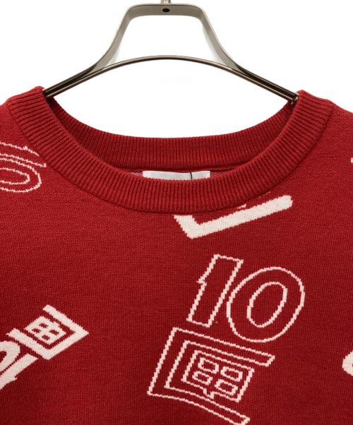TENBOX（テンボックス）TENBOX (テンボックス) OG Logo Jacquard Sweater レッド サイズ:L 未使用品の古着・服飾アイテム