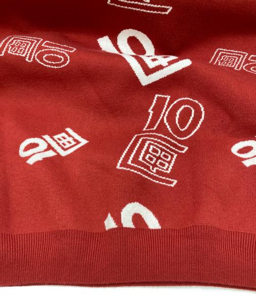 TENBOX（テンボックス）TENBOX (テンボックス) OG Logo Jacquard Sweater レッド サイズ:L 未使用品の古着・服飾アイテム