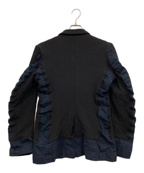 COMME des GARCONS HOMME PLUS EVER GREEN（コムデギャルソンオムプリュス エバーグリーン）COMME des GARCONS HOMME PLUS EVER GREEN (コムデギャルソンオムプリュス エバーグリーン) 製品染めデニムドッキング縮絨ジャケット ブラック×ネイビー サイズ:Sの古着・服飾アイテム