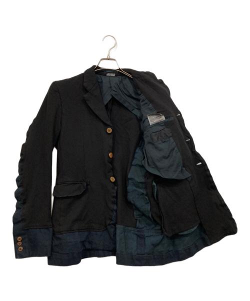 COMME des GARCONS HOMME PLUS EVER GREEN（コムデギャルソンオムプリュス エバーグリーン）COMME des GARCONS HOMME PLUS EVER GREEN (コムデギャルソンオムプリュス エバーグリーン) 製品染めデニムドッキング縮絨ジャケット ブラック×ネイビー サイズ:Sの古着・服飾アイテム
