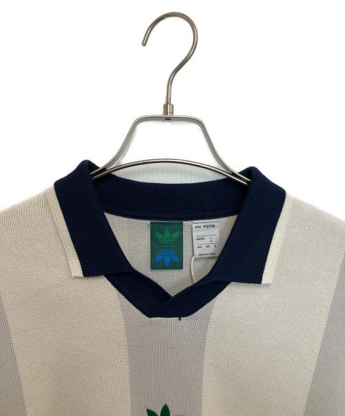 adidas（アディダス）adidas (アディダス) ROLLING LINKS 長袖ニットポロ ホワイト×ネイビー サイズ:M 未使用品の古着・服飾アイテム