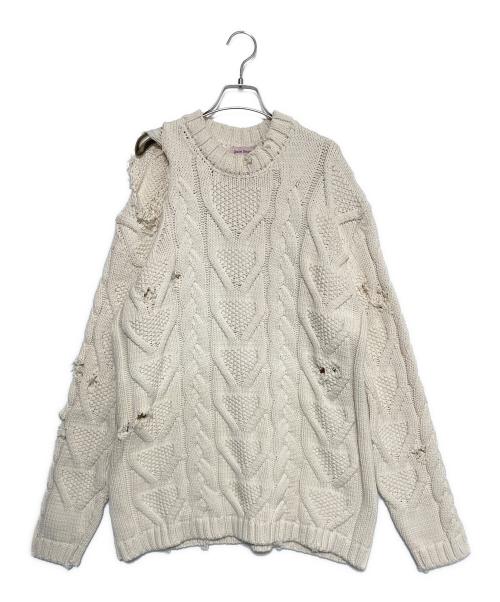 Palm Angels（パーム エンジェルス）Palm Angels (パーム エンジェルス) クラッシュ加工セーター アイボリー サイズ:Sの古着・服飾アイテム
