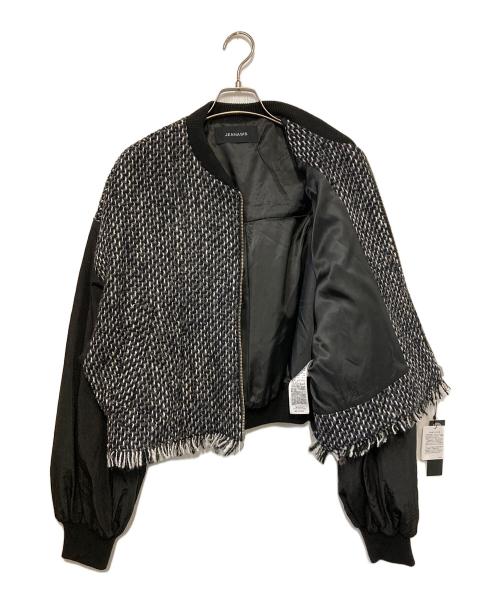 JEANASIS（ジーナシス）JEANASIS (ジーナシス) 異素材ツイードショートブルゾン ブラック サイズ:F 未使用品の古着・服飾アイテム
