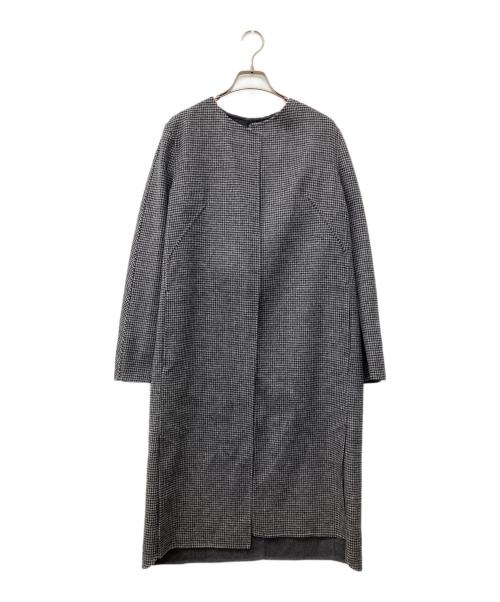 icB（アイシービー）icB (アイシービー) Wool Rever ノーカラーコート ブラックの古着・服飾アイテム