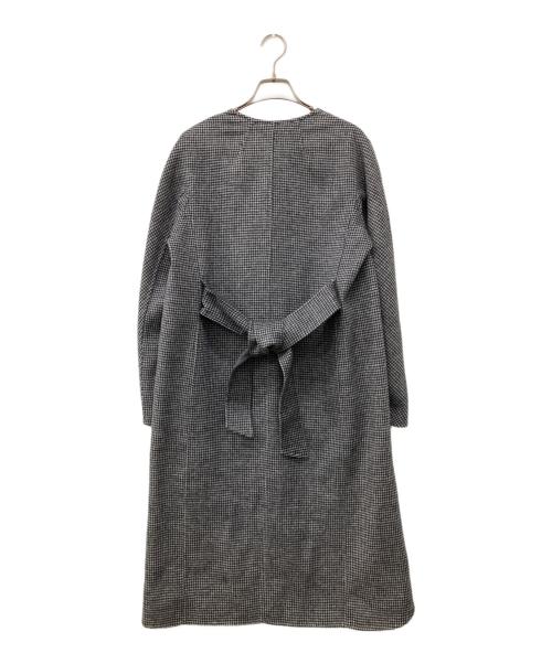 icB（アイシービー）icB (アイシービー) Wool Rever ノーカラーコート ブラックの古着・服飾アイテム