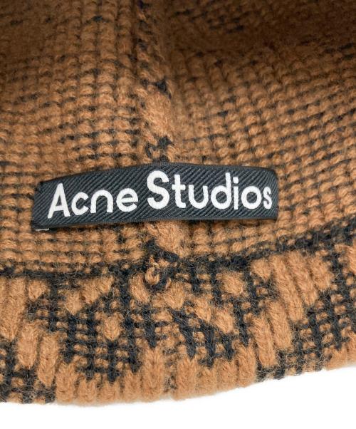 Acne studios（アクネ ストゥディオズ）ACNE STUDIOS (アクネ ストゥディオズ) フェイス タイル ビーニー ブラウンの古着・服飾アイテム