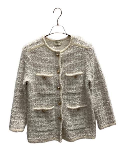 UNITED ARROWS（ユナイテッドアローズ）UNITED ARROWS (ユナイテッドアローズ) ツイードモールパイピングカーディガン オフホワイト サイズ:フリーの古着・服飾アイテム