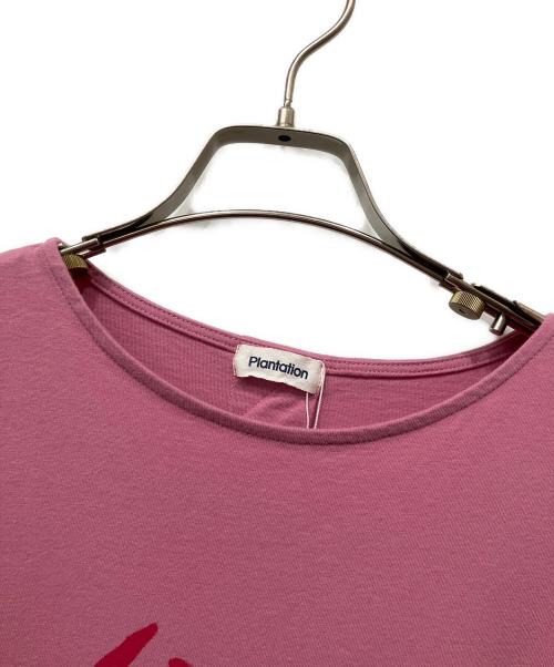 plantation（プランテーション）plantation (プランテーション) プリントTシャツ ピンク サイズ:Ｍの古着・服飾アイテム