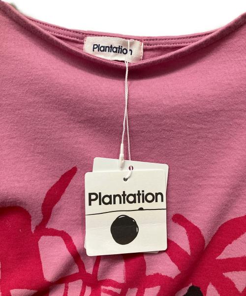 plantation（プランテーション）plantation (プランテーション) プリントTシャツ ピンク サイズ:Ｍの古着・服飾アイテム