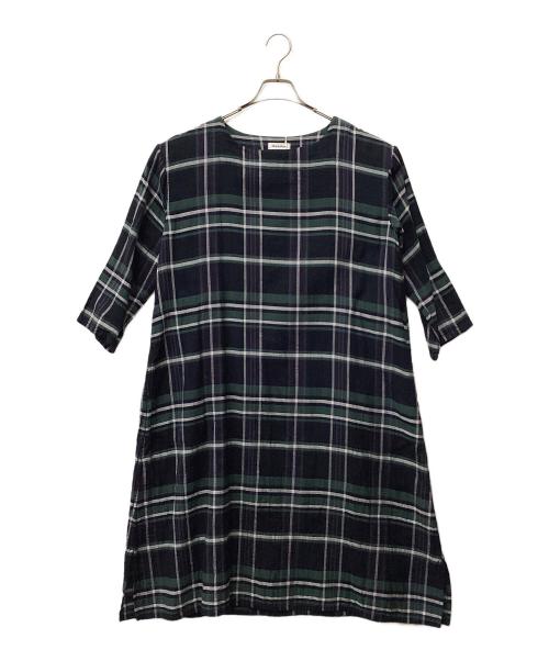 plantation（プランテーション）plantation (プランテーション) タータンガーゼワンピース ネイビー サイズ:Mの古着・服飾アイテム