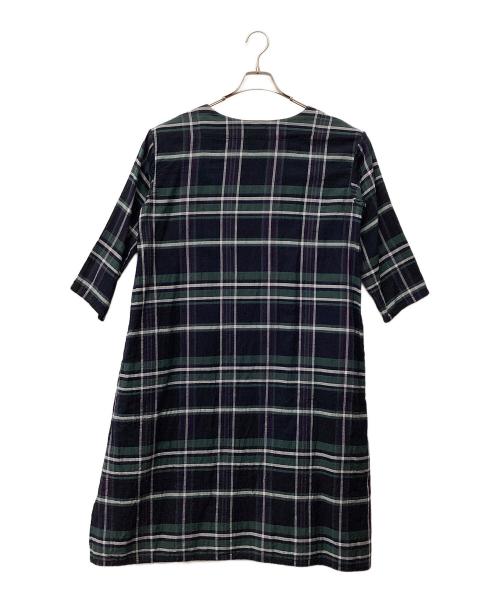 plantation（プランテーション）plantation (プランテーション) タータンガーゼワンピース ネイビー サイズ:Mの古着・服飾アイテム