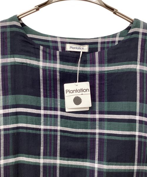 plantation（プランテーション）plantation (プランテーション) タータンガーゼワンピース ネイビー サイズ:Mの古着・服飾アイテム
