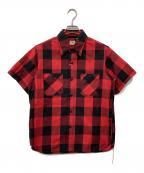 SUGAR CANEシュガーケーン）の古着「TWILL CHECK WORK S/S SHIRTS」｜レッド