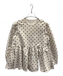 PICCIN PERLA（ピッチン）の古着「フロッキードットペプラムブラウス」｜ホワイト