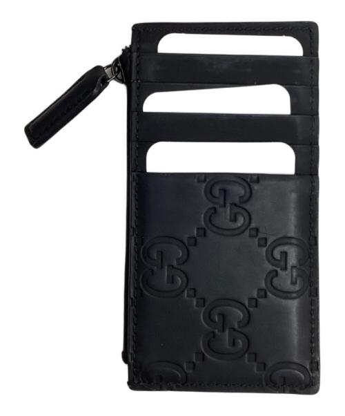 GUCCI（グッチ）GUCCI (グッチ) GGラバーエフェクト ジップカードケース ブラックの古着・服飾アイテム