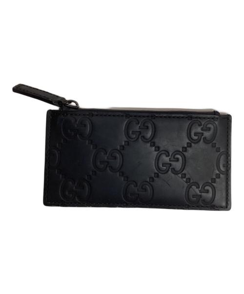 GUCCI（グッチ）GUCCI (グッチ) GGラバーエフェクト ジップカードケース ブラックの古着・服飾アイテム