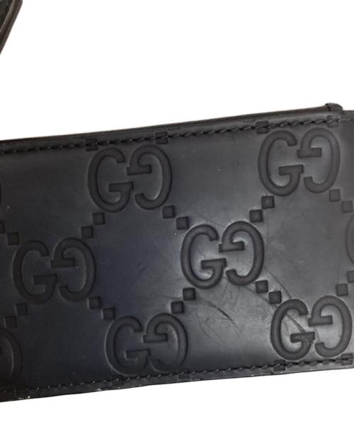 GUCCI（グッチ）GUCCI (グッチ) GGラバーエフェクト ジップカードケース ブラックの古着・服飾アイテム