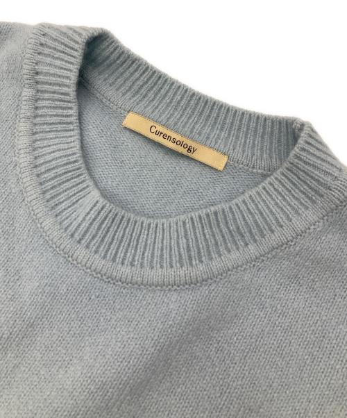 Curensology（カレンソロジー）Curensology (カレンソロジー) ウールカシミヤクルーネックニットプルオーバー ブルー サイズ:FREEの古着・服飾アイテム