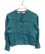 PERVERZEパーバーズ）の古着「ダメージ加工 パッチニットカーディガン」｜ブルー