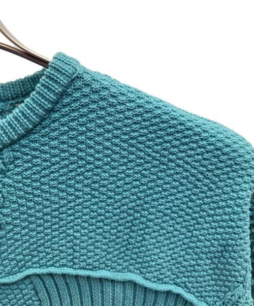 PERVERZE（パーバーズ）PERVERZE (パーバーズ) ダメージ加工 パッチニットカーディガン ブルー サイズ:フリーの古着・服飾アイテム