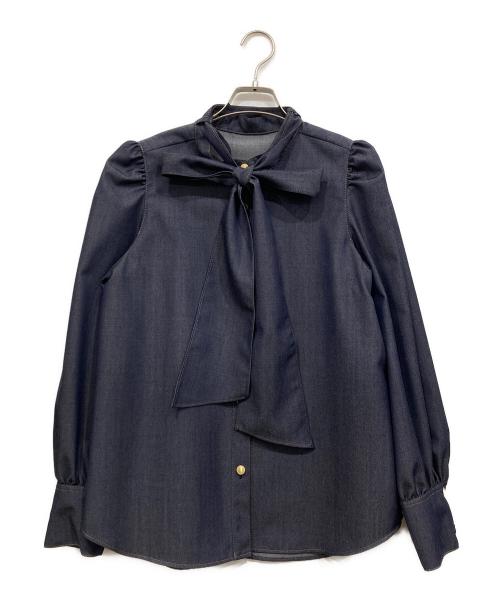ANAYI（アナイ）ANAYI (アナイ) ウールデニムライクボウ ブラウス インディゴ サイズ:38 未使用品の古着・服飾アイテム