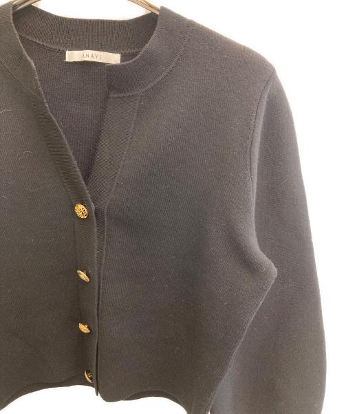 ANAYI（アナイ）ANAYI (アナイ) メリノウールビジューカーディガン ブラック サイズ:38の古着・服飾アイテム