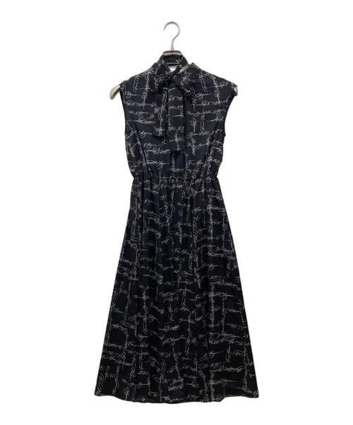 ANAYI（アナイ）ANAYI (アナイ) カリグラフィープリントボウタイワンピース ネイビー サイズ:36 未使用品の古着・服飾アイテム