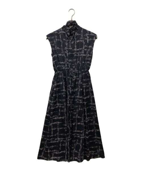 ANAYI（アナイ）ANAYI (アナイ) カリグラフィープリントボウタイワンピース ネイビー サイズ:36 未使用品の古着・服飾アイテム