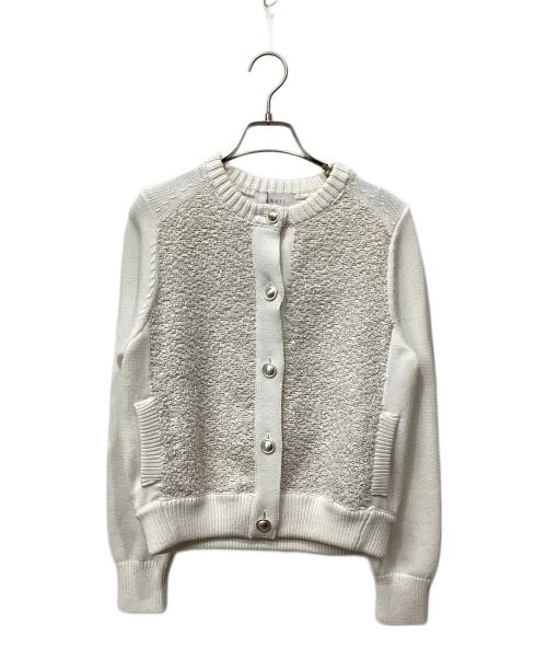 ANAYI（アナイ）ANAYI (アナイ) ホワイトラメツイードコンビ カーディガン ホワイト サイズ:38の古着・服飾アイテム