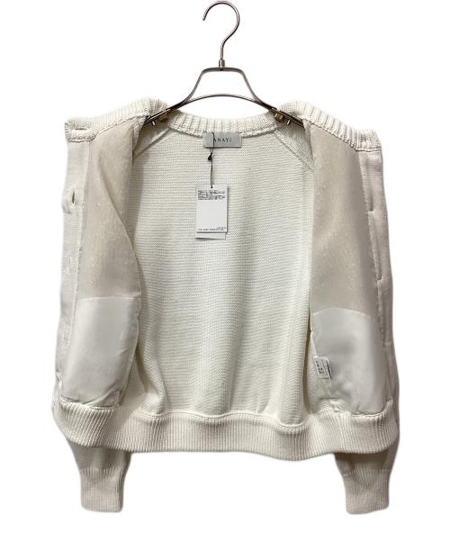 ANAYI（アナイ）ANAYI (アナイ) ホワイトラメツイードコンビ カーディガン ホワイト サイズ:38の古着・服飾アイテム