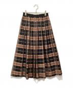 ANAYIアナイ）の古着「シアーチェックギャザー スカート」｜ブラック