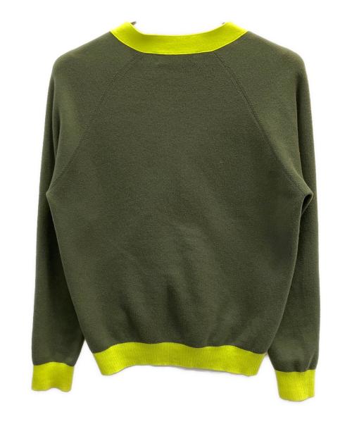 CABAN（キャバン）CABAN (キャバン) コットンカシミヤ バイカラーVネックカーディガン カーキ サイズ:Мの古着・服飾アイテム