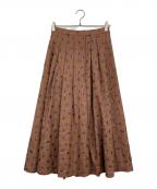 GRACE CONTINENTAL（グレースコンチネンタル）の古着「チェックフラワータックスカート」｜ブラウン