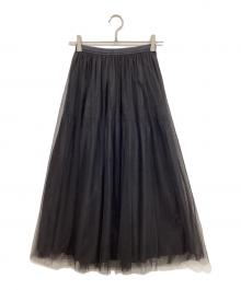 BALLSEY（ボールジィ）の古着「シフォンチュール ギャザーレイヤードスカート」｜ブラック