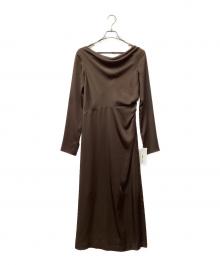 FRAY ID（フレイ アイディー）の古着「バックオープンドレープドレス」｜ブラウン