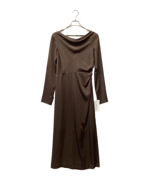 FRAY ID（フレイ アイディー）FRAY ID (フレイ アイディー) バックオープンドレープドレス ブラウン サイズ:1の古着・服飾アイテム