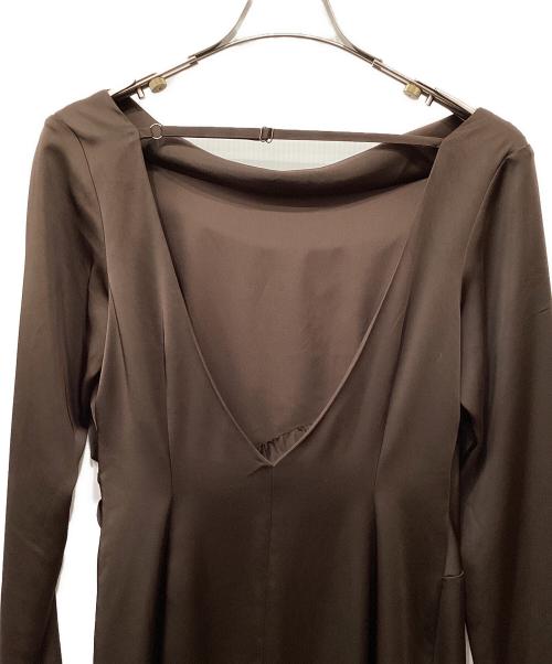 FRAY ID（フレイ アイディー）FRAY ID (フレイ アイディー) バックオープンドレープドレス ブラウン サイズ:1の古着・服飾アイテム