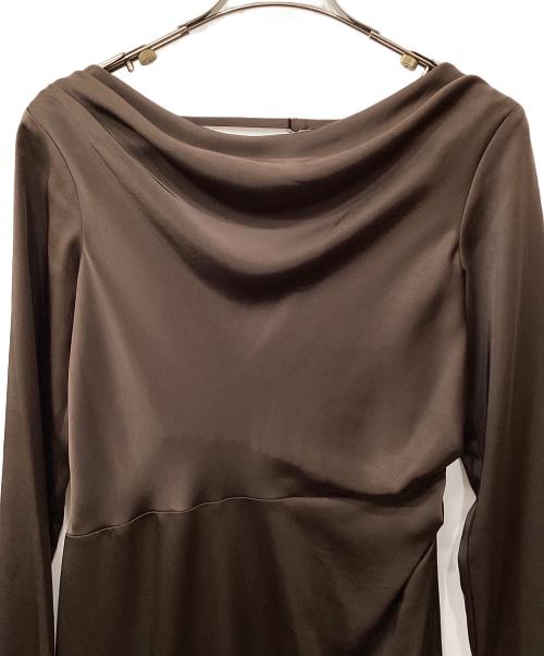 FRAY ID（フレイ アイディー）FRAY ID (フレイ アイディー) バックオープンドレープドレス ブラウン サイズ:1の古着・服飾アイテム