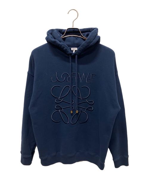 LOEWE（ロエベ）LOEWE (ロエベ) 24SS RELAXED FIT HOODIE リラックスフィット アナグラム ロゴ フーディー ネイビー サイズ:XSの古着・服飾アイテム