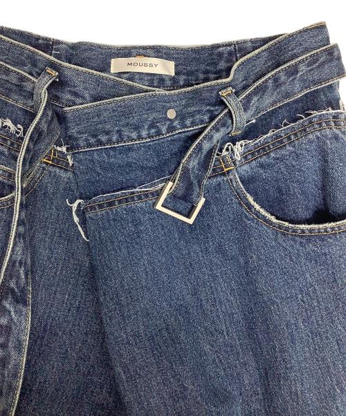 moussy（マウジー）moussy (マウジー) FOLD WAIST WIDE STRAIGHT インディゴ サイズ:1の古着・服飾アイテム