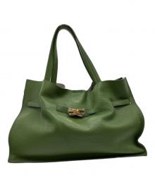 VIOLAd'ORO（ヴィオラドーロ）の古着「イタリアンWフェイスレザー トートバッグ」｜グリーン