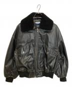 MAISON SPECIALメゾンスペシャル）の古着「Hand Rub-Off Buffalo Leather Prime-Over Boa Collar G-1 Jacket」｜ブラック