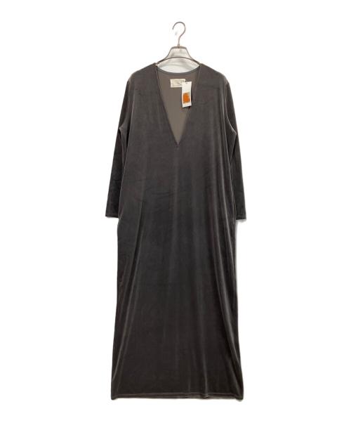 aere（アエレ）aere (アエレ) Vネックベロアワンピース グレー サイズ:3の古着・服飾アイテム