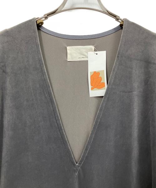 aere（アエレ）aere (アエレ) Vネックベロアワンピース グレー サイズ:3の古着・服飾アイテム