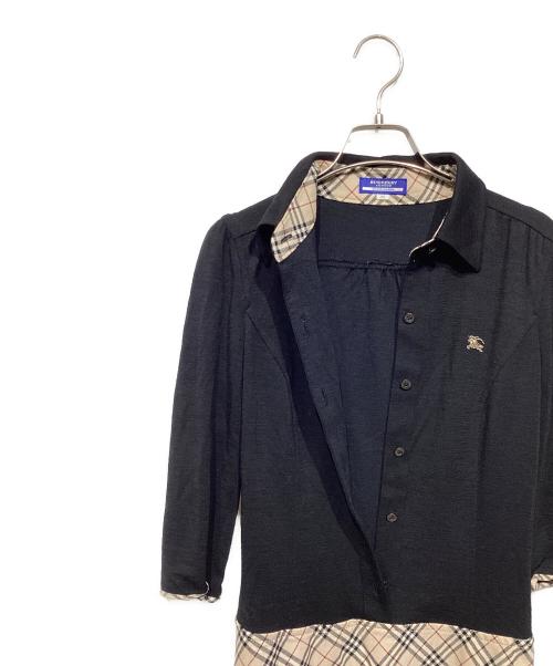 BURBERRY BLUE LABEL（バーバリー ブルー レーベル）BURBERRY BLUE LABEL (バーバリーロンドンブルーレーベル) ノバチェック ドッキングワンピース ブラック サイズ:38の古着・服飾アイテム